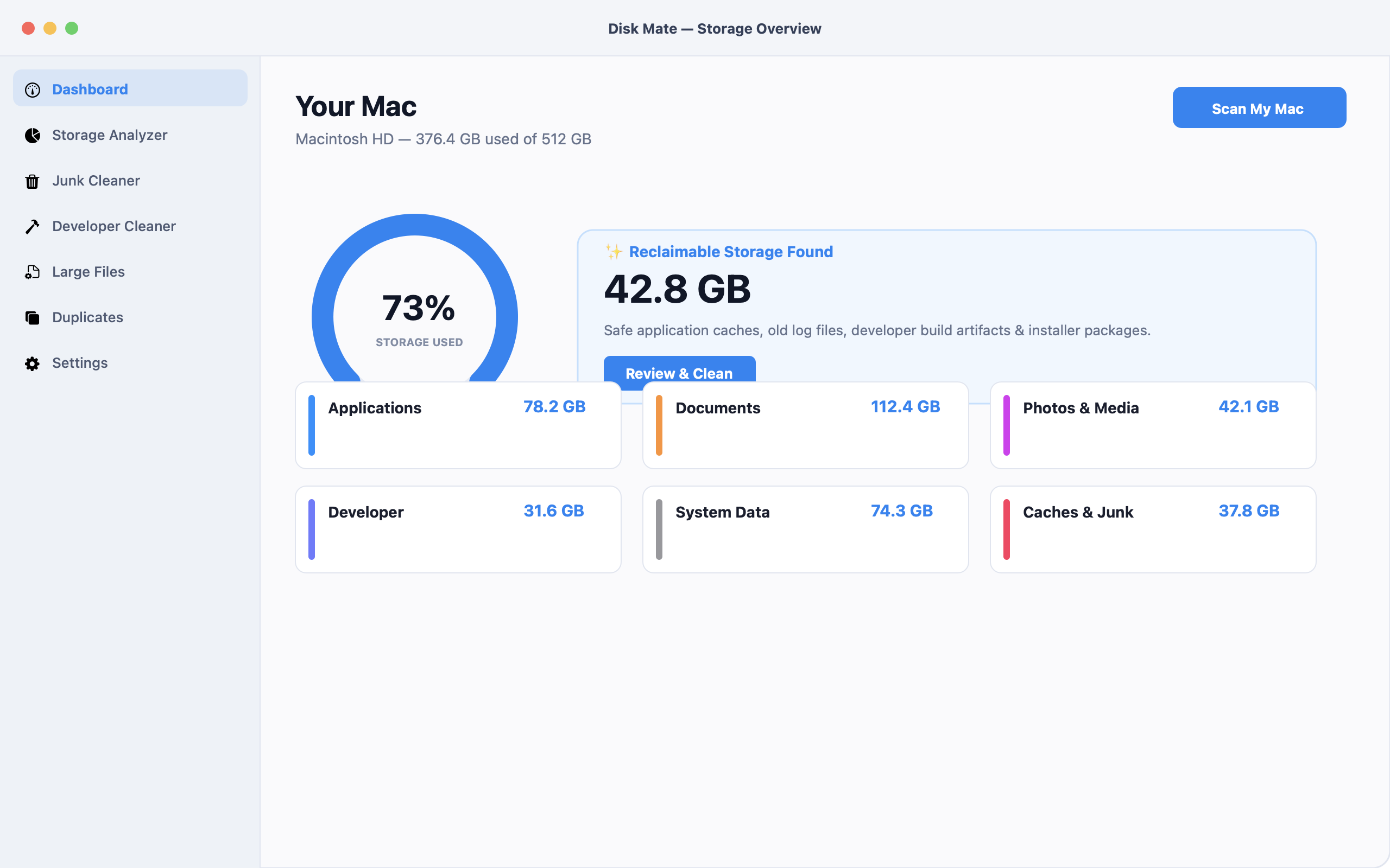 Disk Mate Storage Overview Interface